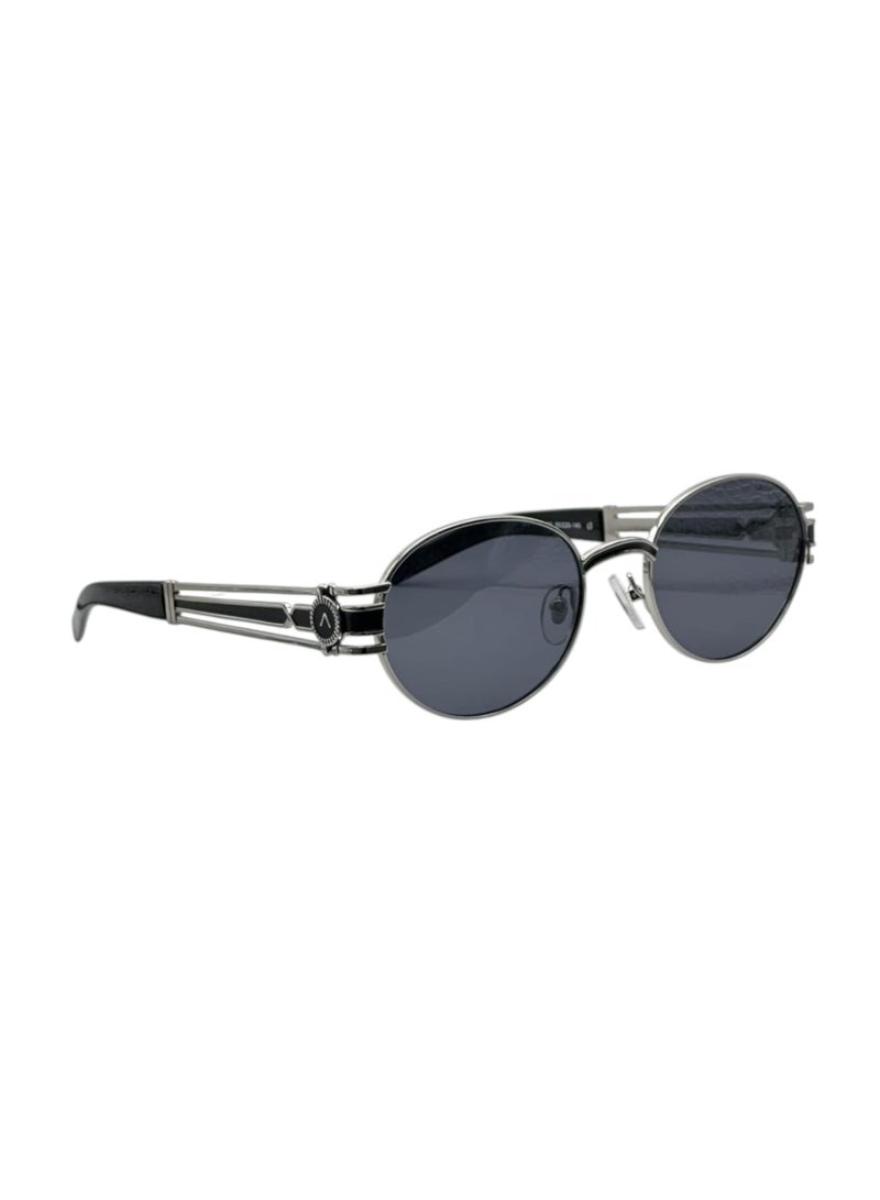 DS-2458 C2 Sunglass, 100% UV Protected Polarized Women Sunglass, Black And Silver Frame With Grey Lenses. - Image 1